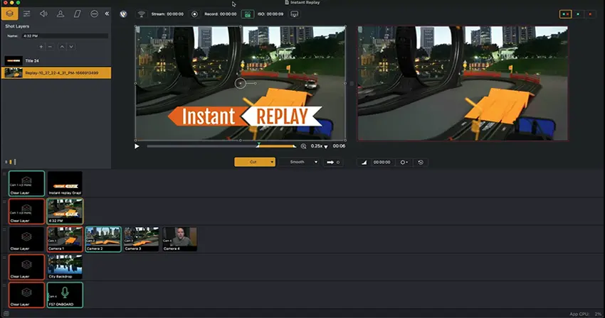 Wirecast native instant replay function