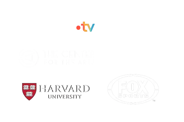 Logos of Wirecast customers including France TV, Harvard University, and Fox Sports