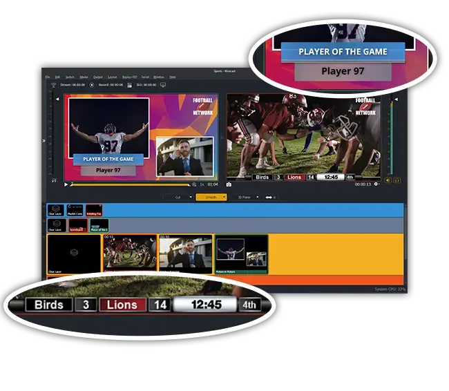 wirecast sports quality instant replay live scoreboards